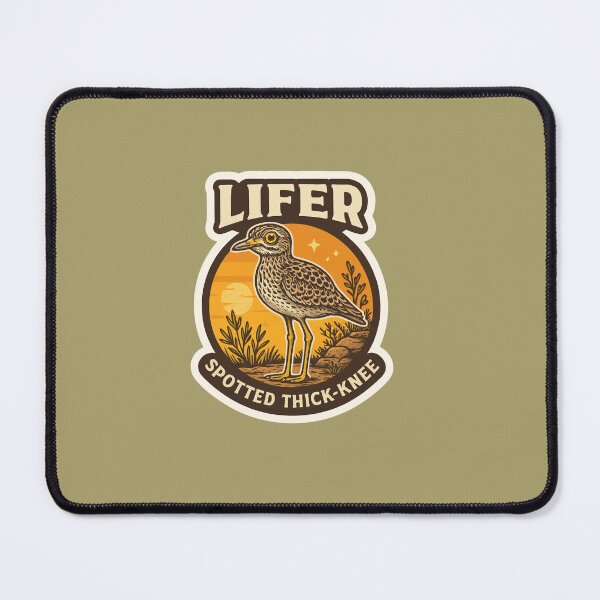 Item preview, Spotted Thick-knee LIFER – Retro Birdwatching Sticker designed and sold by The Digital Compass.
