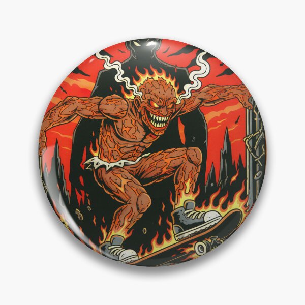 Item preview, Flaming Retro Skater Demon designed and sold by CoffinsArt.