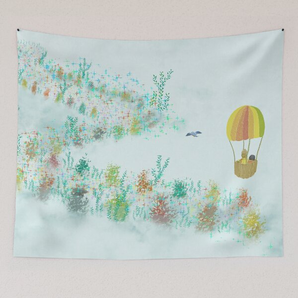 Item preview, Three friends on an adventure above a seaweed road designed and sold by greenPQBstudio.