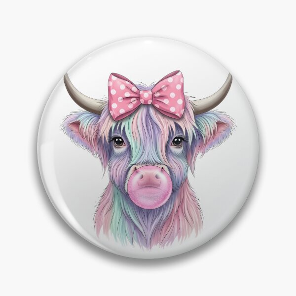 Artikelvorschau, Coole Kuh PNG | Bunte Kaugummikuh mit rosa Schleife Süßes ästhetisches Design entworfen und verkauft von Ellen'Studio.