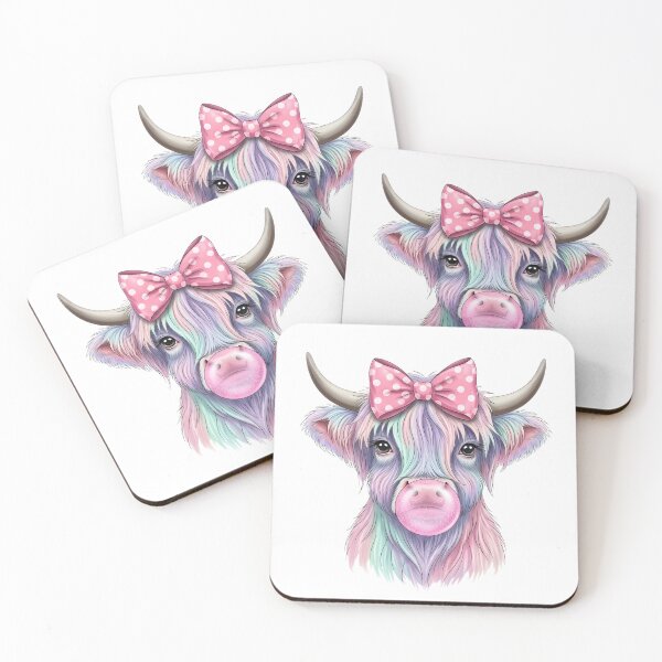 Item preview, Cool Cow PNG | Colorful Bubblegum Cow with Pink Bow Cute Aesthetic Design designed and sold by Ellen'Studio.