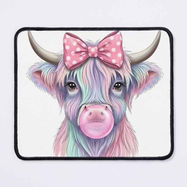Item preview, Cool Cow PNG | Colorful Bubblegum Cow with Pink Bow Cute Aesthetic Design designed and sold by Ellen'Studio.