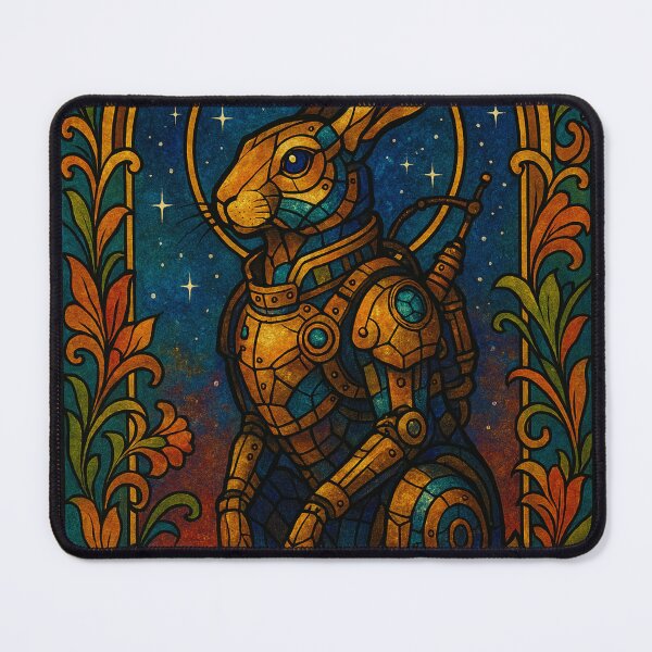 Item preview, Cosmic Dieselpunk Hare — Stained Glass Art Nouveau designed and sold by BadaBingBear.
