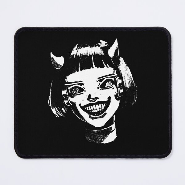 Item preview, High Contrast Cyber Demon Girl Grin | Edgy Horror Manga Stencil Art designed and sold by Mystikos Art.