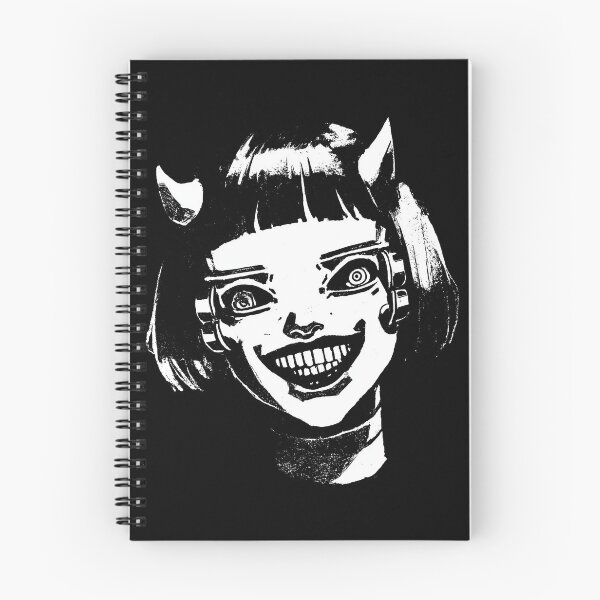 Item preview, High Contrast Cyber Demon Girl Grin | Edgy Horror Manga Stencil Art designed and sold by Mystikos Art.