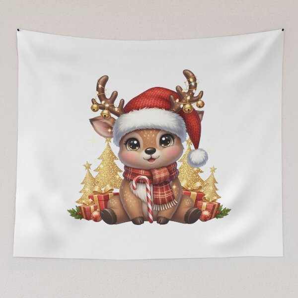Item preview, Cute Christmas Reindeer PNG | Cozy Winter Scarf and Santa Hat Holiday Design designed and sold by Ellen'Studio.
