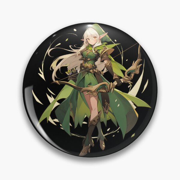Item preview, Anime Elf Archer – Fantasy Warrior with Bow and Green Cloak designed and sold by Meiersbeste.