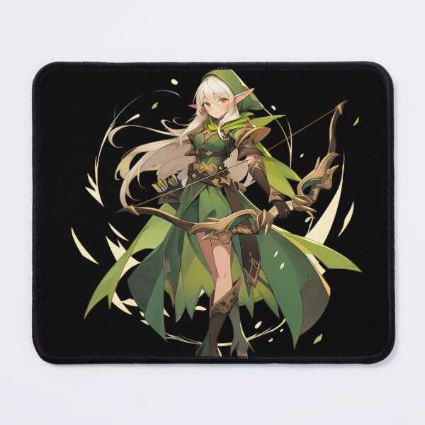 Item preview, Anime Elf Archer – Fantasy Warrior with Bow and Green Cloak designed and sold by Meiersbeste.