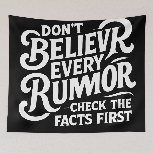 Item preview, Don’t Believe Every Rumor – black-and-white typography designed and sold by aminz4.