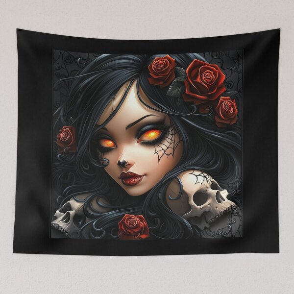 Item preview, Dark Rose Queen – Gothic Beauty with Fiery Eyes designed and sold by Ruhrpott-Design.