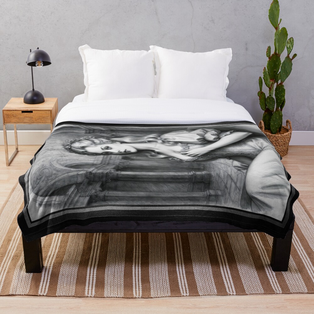 An 18th-Century Inspired Portrait Of Lucretia Corbellianus AI Concept Art by Xzendor7 | Enchanting Beauty In Grey Scale 2 An 18th-Century Inspired Portrait Of Lucretia Corbellianus Mesmerizing AI Concept Art by Xzendor7 Decorative Art Print Throw Blanket