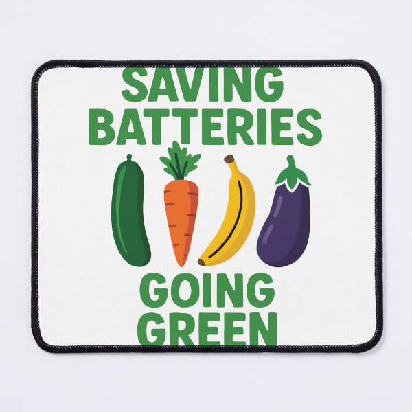 Item preview, Saving Batteries Going Green, Funny Inappropriate Humor, Vegan Vegetable, Eco Friendly Garden designed and sold by PrintItStudio.