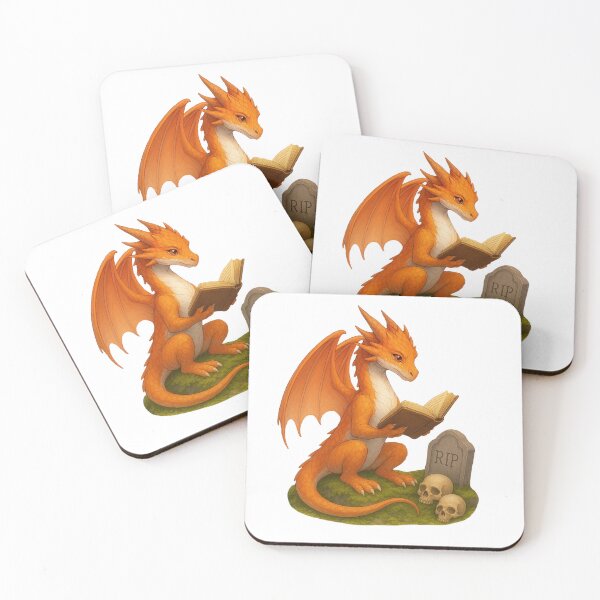 Item preview, Orange Dragon Scholar – Elegant Fantasy Graveyard Illustration designed and sold by Hatchling Hollow.