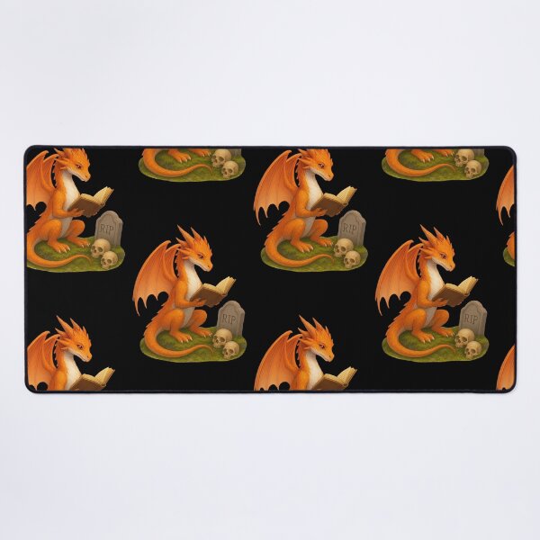 Item preview, Orange Dragon Scholar – Elegant Fantasy Graveyard Illustration designed and sold by Hatchling Hollow.