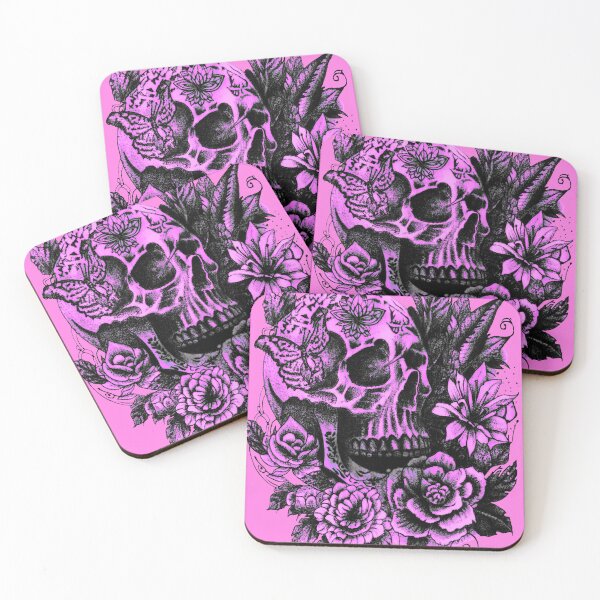 Item preview, Tattoo design of skull, flowers, and butterfly. Pink designed and sold by TheTattooGuy.