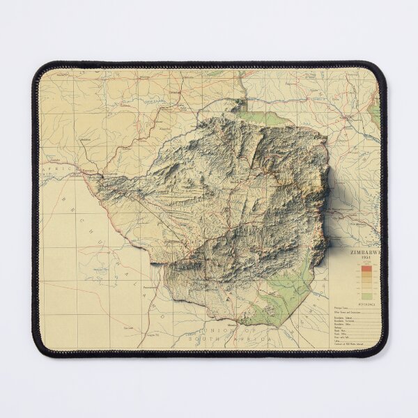 Item preview, 1954 Zimbabwe Relief Map 3D digitally-rendered designed and sold by ThinkAboutMaps.