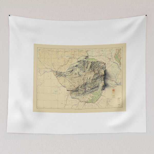 Item preview, 1954 Zimbabwe Relief Map 3D digitally-rendered designed and sold by ThinkAboutMaps.