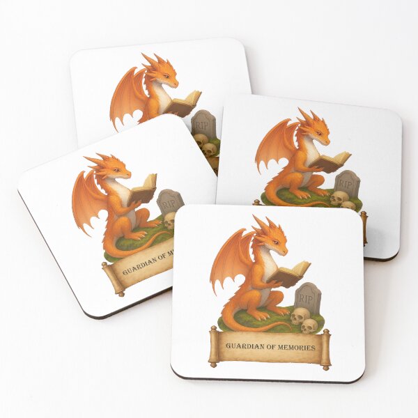Item preview, Guardian of Memories – Elegant Orange Dragon Fantasy Illustration designed and sold by Hatchling Hollow.