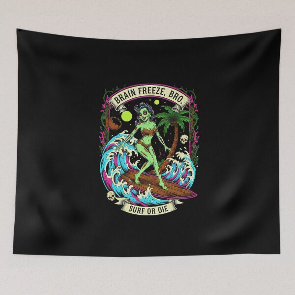 Item preview, Brain Freeze Retro Zombie Surfer  designed and sold by CoffinsArt.