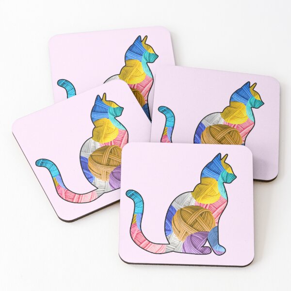 Item preview, Sitting Cat Design - Colorful Yarn Pattern designed and sold by TherezaDesign.