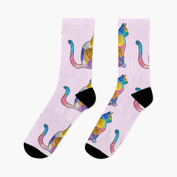 Item preview, Sitting Cat Design - Colorful Yarn Pattern designed and sold by TherezaDesign.