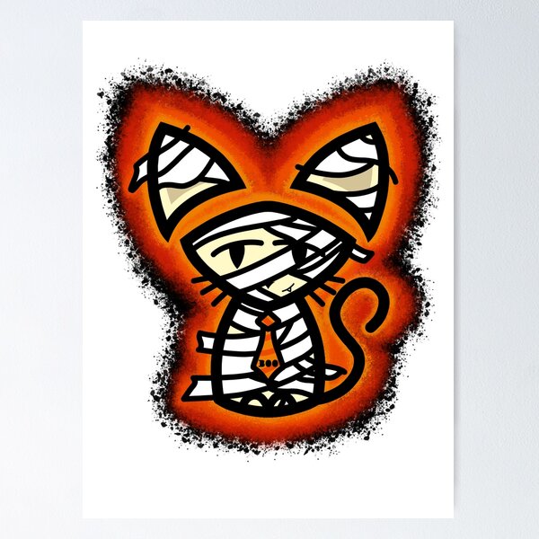 Item preview, Cat Ricky in a Mummy Costume with Glow Effect (Halloween 2025) designed and sold by BurningMonkey.