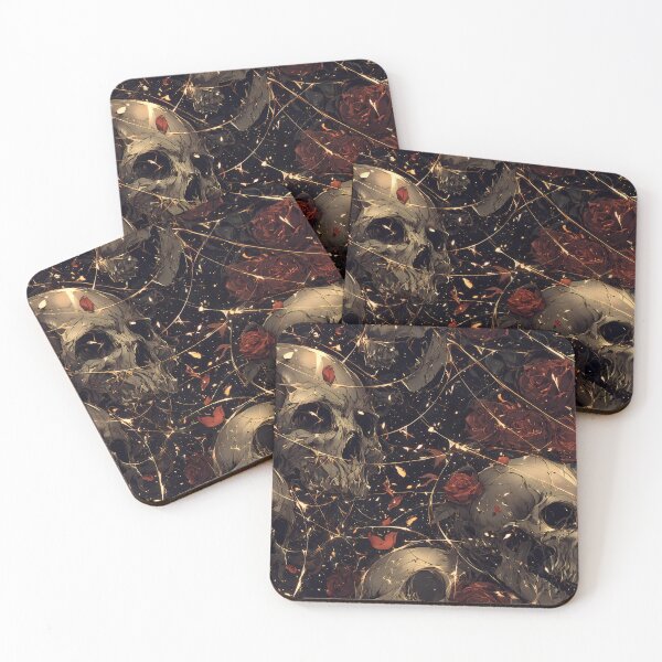 Item preview, Golden Decay – Gothic Skull and Rose Pattern designed and sold by Skolyak.