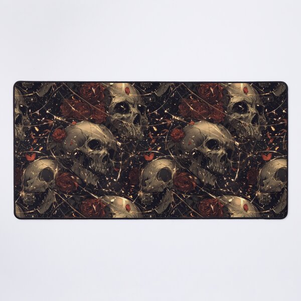 Item preview, Golden Decay – Gothic Skull and Rose Pattern designed and sold by Skolyak.