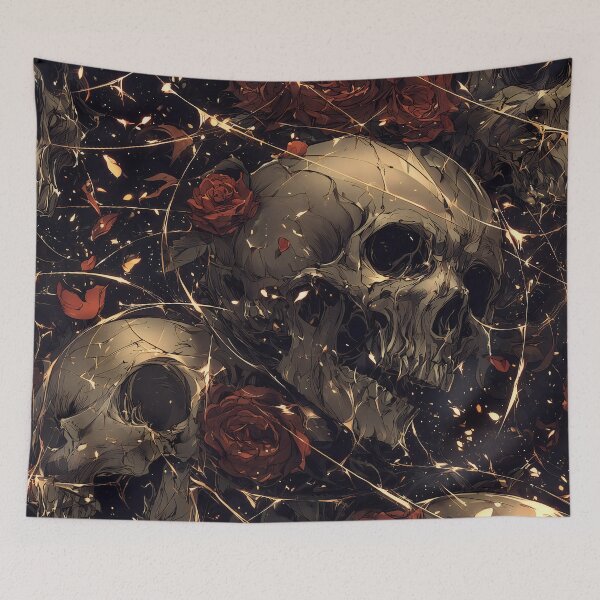 Item preview, Golden Decay – Gothic Skull and Rose Pattern designed and sold by Skolyak.