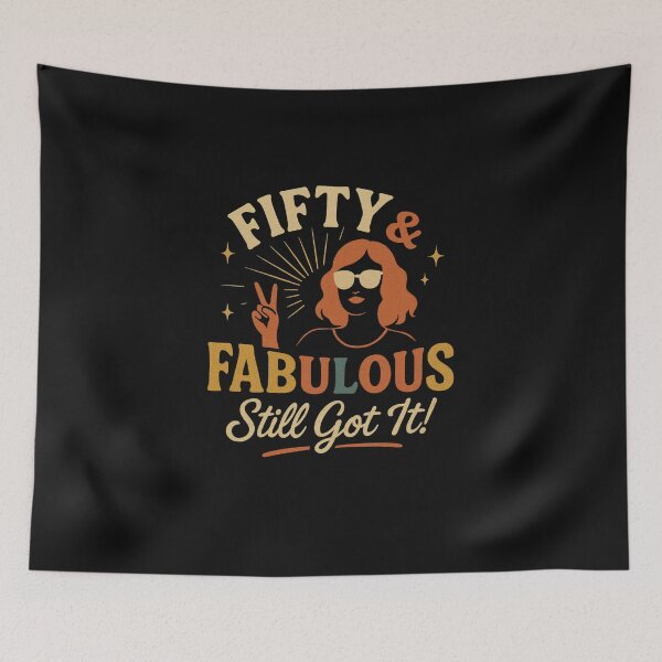 Item preview, Fifty and Fabulous Groovy Vintage Style Graphic 50th birthday woman T-shirt designed and sold by New Art.