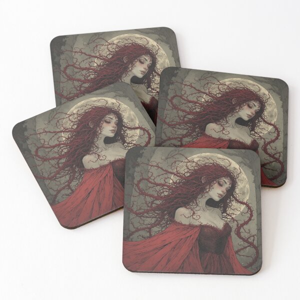 Item preview, Red Moon Thorn Maiden Art designed and sold by Eden Underground Radio (Official Merch).