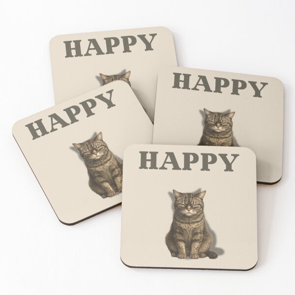 Item preview, “HAPPY” – Angry Cat Hyperrealistic Ironic Illustration designed and sold by catastrocat.