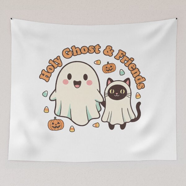 Item preview, Holy Ghost & Friends Cute Cat Halloween Retro  designed and sold by VividDripCo.