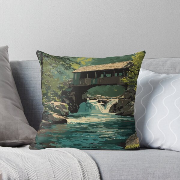 Item preview, Amnicon Falls Wisconsin Covered Bridge Art Print designed and sold by TuncGK.