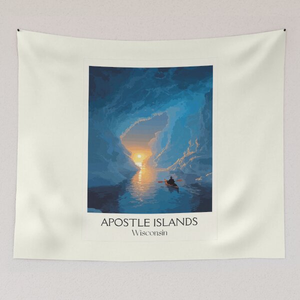 Item preview, Apostle Islands Wisconsin Sea Cave Sunset Art Print designed and sold by TuncGK.