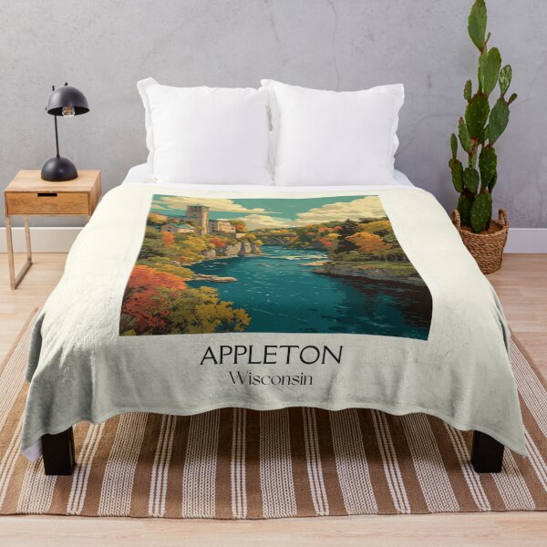 Item preview, Appleton Wisconsin Fox River Autumn Art Print designed and sold by TuncGK.
