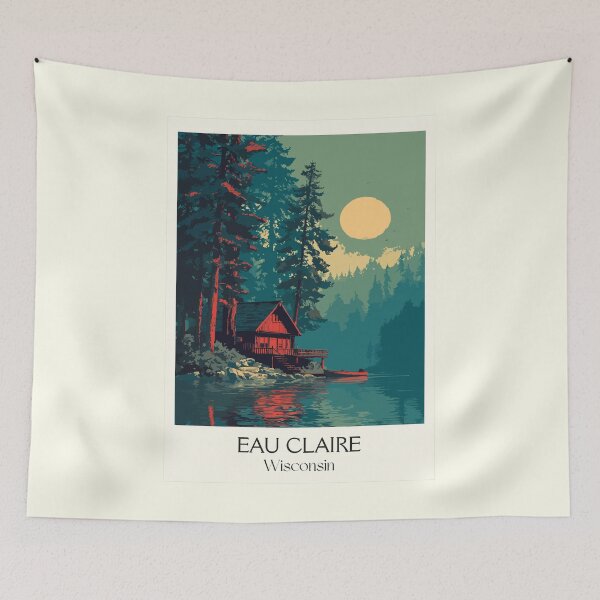 Item preview, Eau Claire Wisconsin Northwoods Cabin Art Print designed and sold by TuncGK.