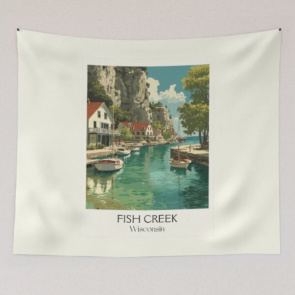 Item preview, Fish Creek Wisconsin Harbor Town Art Print designed and sold by TuncGK.