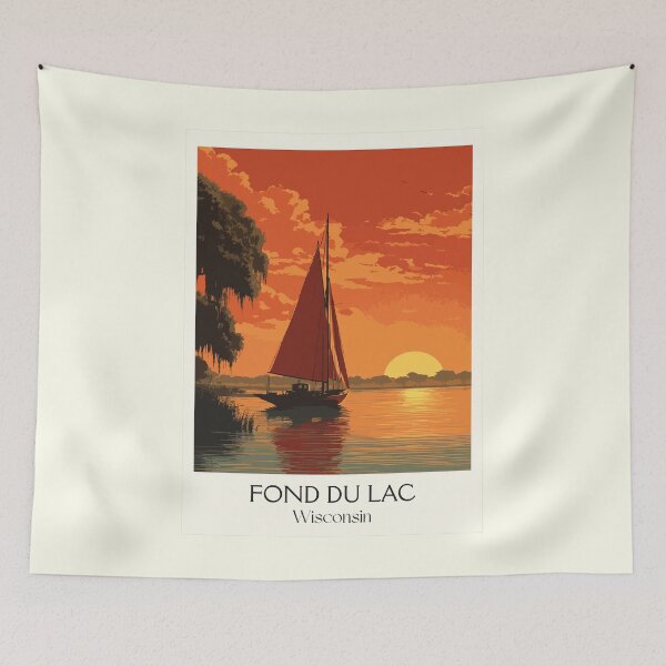 Item preview, Fond du Lac Wisconsin Lighthouse Sunset Art Print designed and sold by TuncGK.