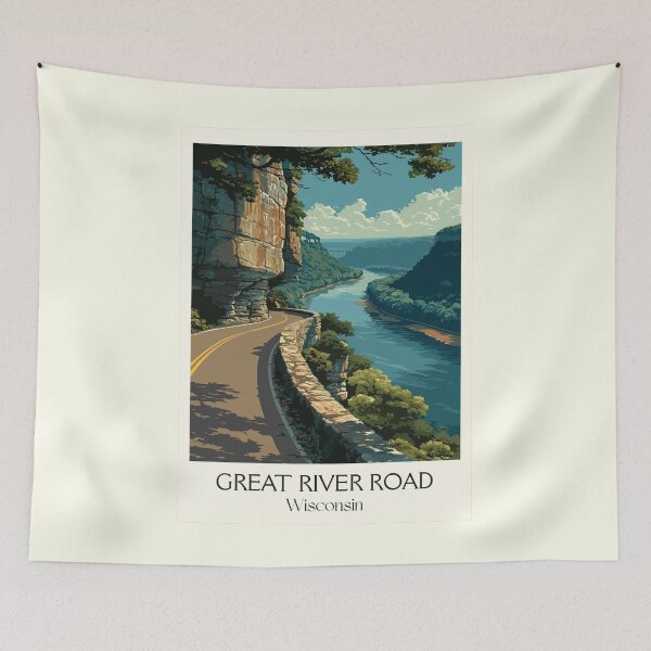 Item preview, Great River Road Wisconsin Scenic Byway Art Print designed and sold by TuncGK.