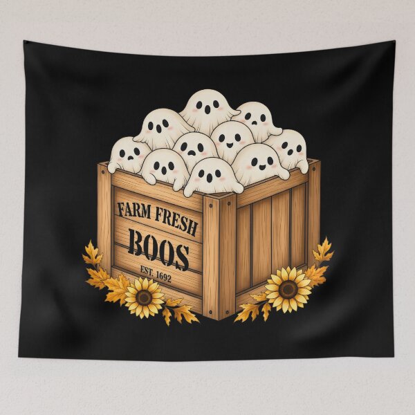 Item preview, Farm Fresh Boos Cute Ghosts Autumn Halloween Crate designed and sold by VividDripCo.
