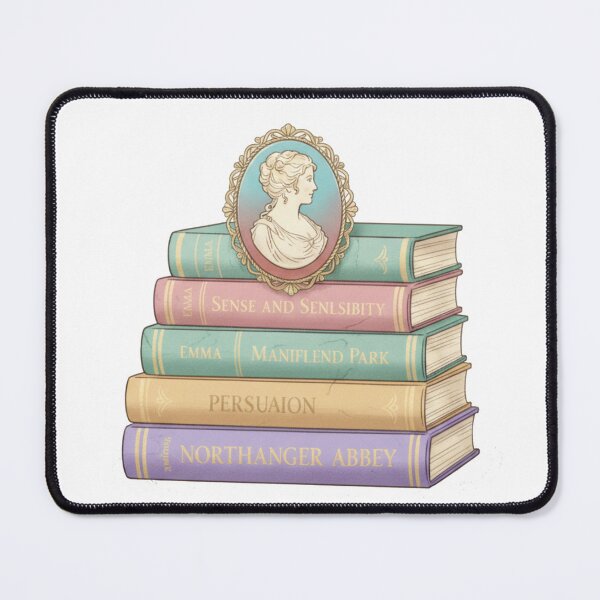 Item preview, Jane Austen Book Stack & Cameo Portrait – Classic Literature designed and sold by Boski22.