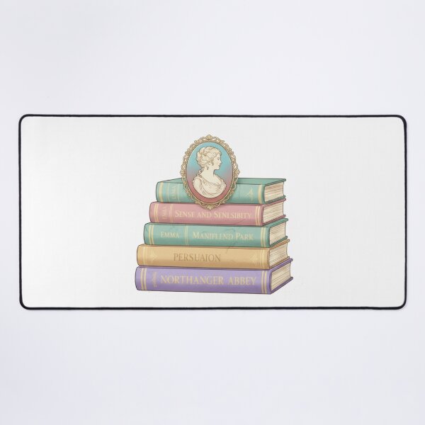 Item preview, Jane Austen Book Stack & Cameo Portrait – Classic Literature designed and sold by Boski22.