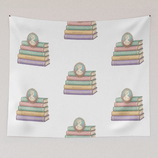 Item preview, Jane Austen Book Stack & Cameo Portrait – Classic Literature designed and sold by Boski22.
