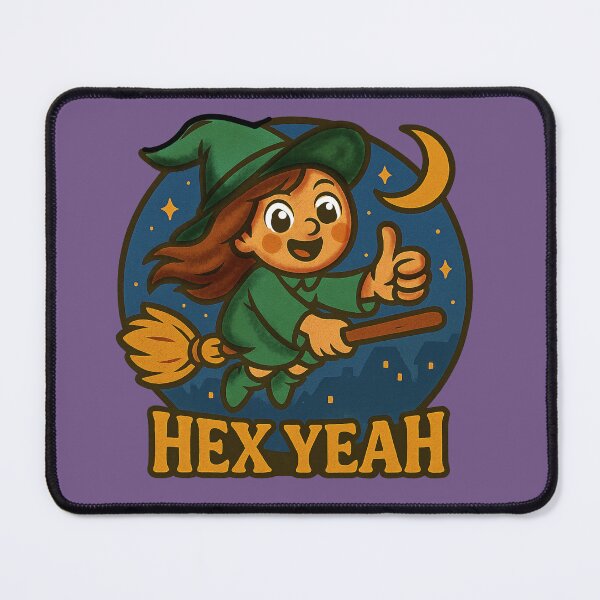 Item preview, Hex Yeah – Cute Witch Flying Halloween designed and sold by MythicPixel.