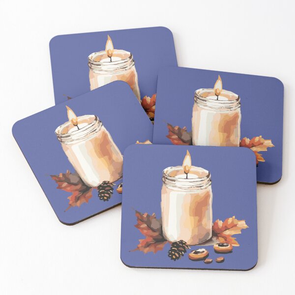 Item preview, Autumn Candle in a Jar – Cozy Fall Home Art by Anne Brooke Art designed and sold by Anne Brooke Art.