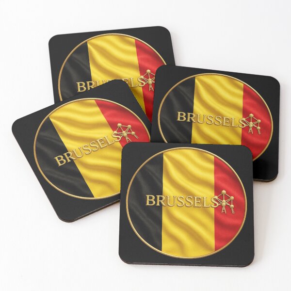 Item preview, Brussels Belgium Flag Emblem - Golden Atomium Design Souvenir designed and sold by Annika Shurafa.