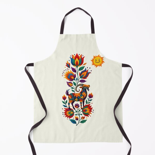 Item preview, Goat Embroidery with Flowers and Sun designed and sold by Ciervo Primavera.
