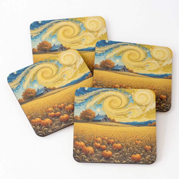 Item preview, Starry Harvest Pumpkin Field – Van Gogh Inspired Autumn Landscape Wall Art designed and sold by GJ Kul.