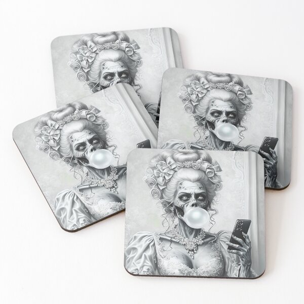 Item preview, Zombie In Baroque Dress with a Smartphone - Grayscale designed and sold by NightTimeJ.